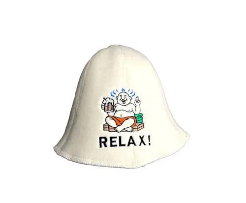 Saunahut Beanie mit humorvollem Design zur Entspannung für Banya und Whirlpool Natur Wollfilz bestickt