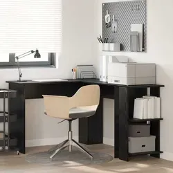 vidaXL Schwarzer Eichen-Eckschreibtisch - Kinderschreibtische, platzsparendes Design für optimale Raumnutzung, modern und stilvoll, ideal für jedes Büro oder Studenten-Setup.