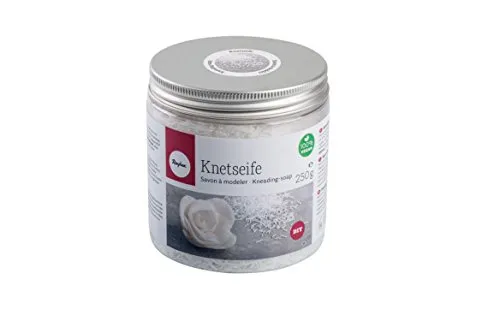 Rayher Knetseife, Dose 250 g, Seifenflocken zum Kneten, Seife handgemacht, Wellness zum Selbermachen, 100% vegan, hautneutral, ohne tierische Fette und Öle, Seifenstreusel, opak/weiß, 34223000