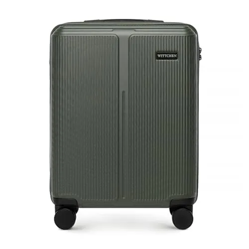 WITTCHEN Stripes Line | Kabinenkoffer 55 × 39 × 20 cm (M) | Hartschale ABS handgepäck Koffer 36 l, 4 Rollen 360° & Zahlenschloss | Handgepäck Tasche für Lufthansa/Eurowings/Ryanair | Farbe: Khaki