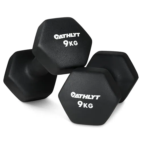 Athlyt Neopren-Hantelset, 2 x 9 kg, Schwarz – Kurzhanteln für Fitness und Home Gym
