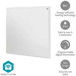 Nedis Infrarotheizung Htip350Wtw, 350 Watt SmartLife - Klima Ventilatoren Klimaanlage, steuerbar per App und Sprachassistent, ideal für Badezimmer mit IP44-Schutz, geeignet für Räume bis zu 9 m²
