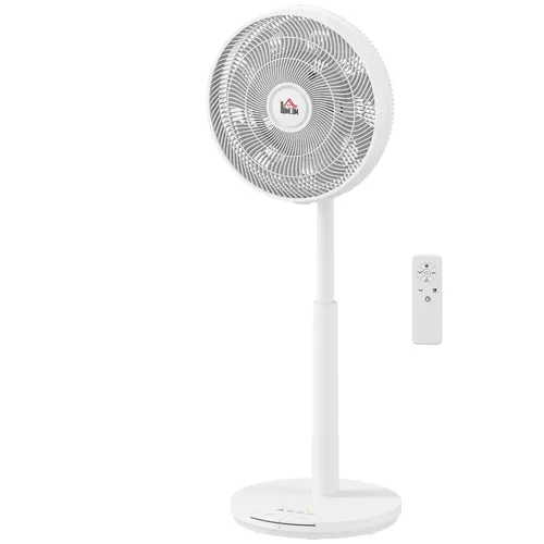 HOMCOM Standventilator mit 3 Modi und LED-Anzeige - Energieeffizienter Standventilator mit DC-Motor, 3 wählbaren Modi und 12 Geschwindigkeiten. Ideal für ruhige Nächte oder konzentriertes Arbeiten, mit automatischer Oszillation und anpassbarer Höhe für optimale Belüftung.