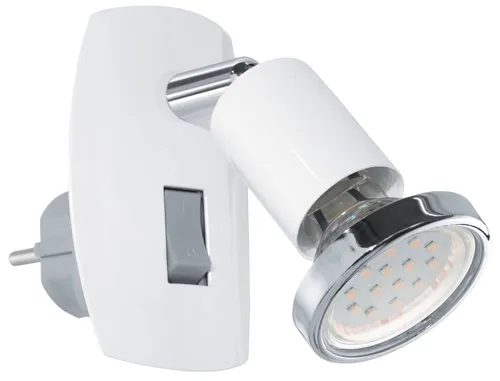 Eglo Mini 4 LED Steckerleuchte, 3W, GU10, weiß/chrom - Lampen - Energieeffiziente Steckerleuchte mit modernem Design, ideal für stimmungsvolle Akzentbeleuchtung in jedem Raum.