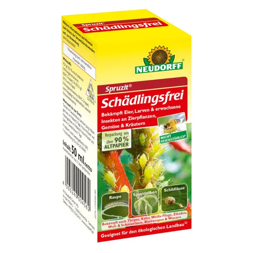 NEUDORFF Spruzit Schädlingsfrei 50ml - Insektizid gegen Thripse, Zikaden, Blattläuse und Milben, hochwirksames Konzentrat für effektiven Pflanzenschutz in 50ml.