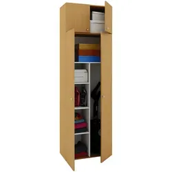 VCM Mehrzweckschrank Vandol 912202, buche mit Aufsatz - Büroschrank aus Holz mit 3 höhenverstellbaren Fachböden und 1 festen Fachboden für optimale Stauraumnutzung, perfekt für Büro und Home Office.