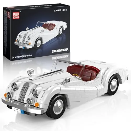 Mould King MOC Technik Oldtimer Doppelsitziger Sportwagen Modell, Vintage Auto Klemmbausteine Bausatz für Erwachsene & Kinder ab 14 Jahren(1302+ Teile)