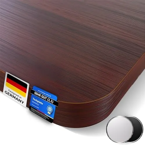 DESQUP DESKSPACE Universal Extra-Dicke-Schreibtischplatte - aus einem Stück, Ideal Holzplatte für Standard und Sitz/Steh Höhenverstellbare Schreibtisch Gestelle (Mahagoni, 200 x 80 cm)