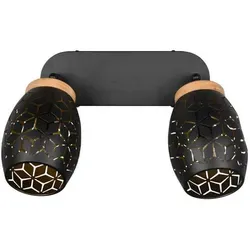 Deckenspot BIDAR 2-flammig - stilvoller Lichtakzent in Schwarz - Lampen, 2-flammiger Deckenspot aus Metall in elegantem Schwarz-Gold, ideal für moderne Wohnräume und energieeffiziente Beleuchtung.