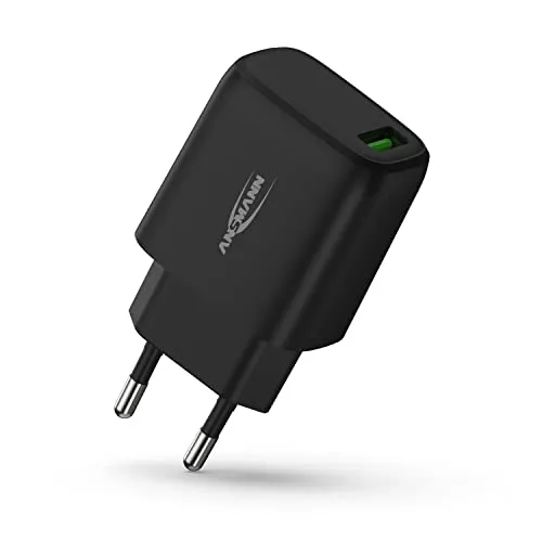 Ansmann USB Ladegerät 18W - mit Quick Charge 3.0 Charger USB Netzteil mit intelligenter Ladesteuerung für Smartphone, Tablet, GoPro, Schwarz, 1x USB Typ A, 1001-0099