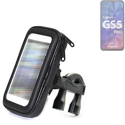 Fahrradhalterung für Gigaset GS5 Pro SE – Universelle Lenkstangenhalterung - Robuste Handyhalterung für Fahrräder, mit Spritzwasserschutz und touch-sensitiver Oberfläche. Ideal für E-Bikes, Mountainbikes und BMX. Kompakt und sicher am Lenker befestigt.