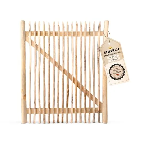 STILTREU® Edelkastanie Staketenzaun-Tor 150 cm x 175 cm von STILTREU
