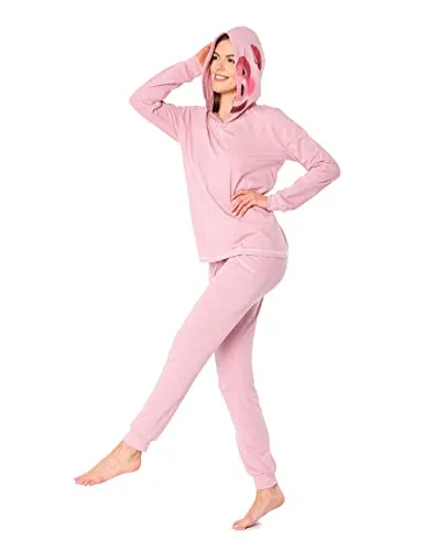 Ladeheid Schlafanzug Damen Zweiteiler Langarm Tierkostüm - Nachtwäsche im süßen Rosa Schweinchen Design, perfekt für gemütliche Nächte. Der Schlafanzug bietet Komfort mit 100% Baumwolle und praktischen Taschen.