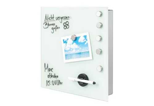 bremermann Schlüsselkasten XL mit Glasfront - Schlüsselkästen fürs Arbeitszimmer mit 13 Haken, beschreibbarer Glasfront und modernem Design - Ordnung und Stil in einem!