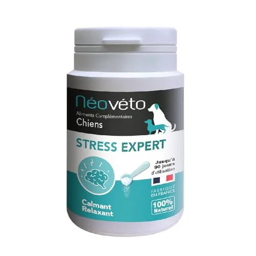 NEOVÉTO – Stress Expert, Pulver gegen Stress bei Hunden, 54 g, 90 Löffel, vom französischen Veterinäramt zugelassene Wirkstoffe
