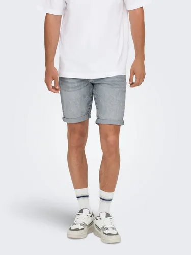 ONLY & SONS Jeansshorts PLY MGD 8774 TAI - Stylische graue Denim Shorts - Shorts aus 68% Baumwolle und 30% recycelter Baumwolle, knielang und ideal für lässige Sommerlooks.
