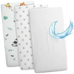 Totsy Baby Spannbettlaken Set - 2 x Baumwollbezüge + wasserdicht - Spannbettlaken für Kinderwagen und Stubenwagen, handmade in der EU. Mit eingenähtem Gummizug für perfekte Passform und wasserdichtem Matratzenschutz. Hygienisch und maschinenwaschbar – ideal für Babys!