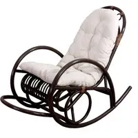 MCW Schaukelstuhl C40 Rattan Auflage Weiß - Schaukelstuhl mit hochwertiger Textilauflage, zeitlosem Retro-Design und stabiler Rattan-Konstruktion für entspannte Stunden. Ideal für Wohnzimmer oder als Computerstuhl.