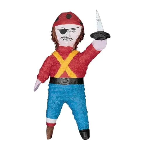 Amscan P16900 - Pinata Pirat, 17,7 x 50,1 x 15,2 cm, zum Befüllen mit Süßigkeiten und Konfetti, Kindergeburtstag, Halloween