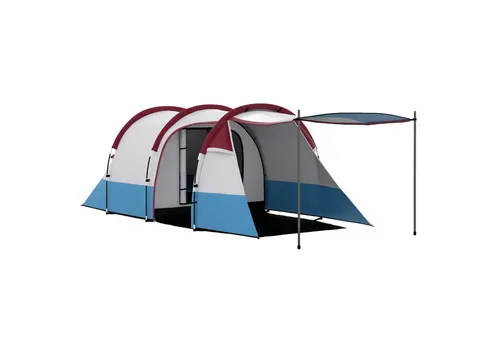 Outsunny Tunnelzelt Campingzelt für 3 Personen - Geräumiges Tunnelzelt für 3 Personen mit Vorzelt und Lichthaken, winddicht und 2000mm wasserabweisend – ideal für unbeschwerte Campingabenteuer.