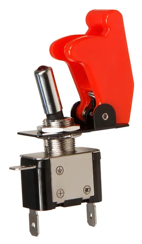 Kippschalter mit Schutzkappe und LED, 12V / 20A, rot