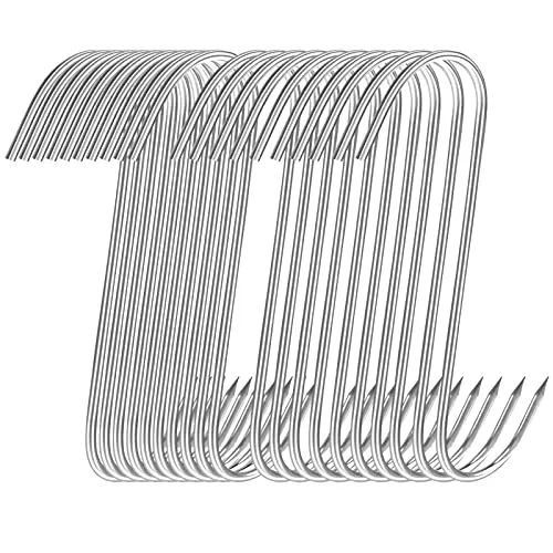 Jewan 15 Stück S Haken Edelstahl 14.7cm S-förmige Haken Fleischerhaken für für Badezimmer, Schlafzimmer, Büro, Küche,Geschäft,Fleischverarbeitung