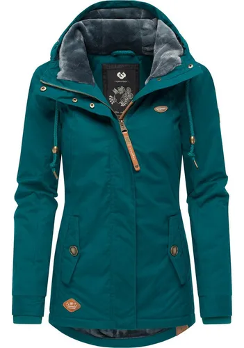 Ragwear Damen Winterjacke Monade Intl Dark Green 6XL - Warme Damen Winterjacke mit Kapuze und Fleece-Futter, ideal für kalte Tage. Sportlicher Schnitt, wasserabweisendes Material und praktische Innentasche für Smartphone – perfekt für Outdoor-Aktivitäten!