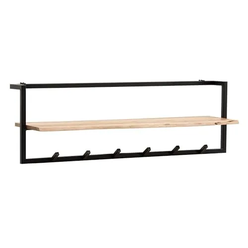FINEBUY Wandgarderobe Akazie Massivholz 100cm mit Baumkante