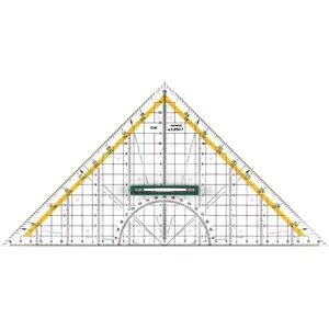 Linex 2632 Geo-Dreieck aus Kunststoff, mit Griff, 30 cm, Winkelmesser, abnehmbarer Griff, Facette, Tuschenoppen, metrische Skala