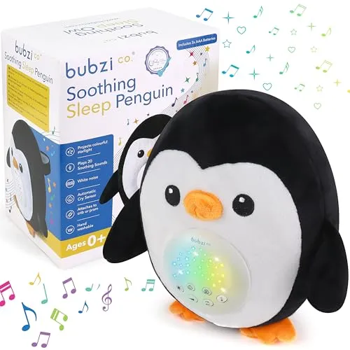 Bubzi Co Spieluhr Baby Schrei-aktivierter Sensor Weisses Rauschen Spielzeug -Einschlafhilfe Babys- Pinguin Sound Machine -Kleinkind Schlafhilfe-Baby Nachtlicht Einzigartiges