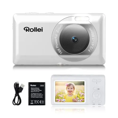 Rollei Compactline Pocket White Kompaktkamera - Kompaktkamera mit schlankem Design, ideal für unterwegs und bietet hervorragende Bildqualität für unvergessliche Momente.