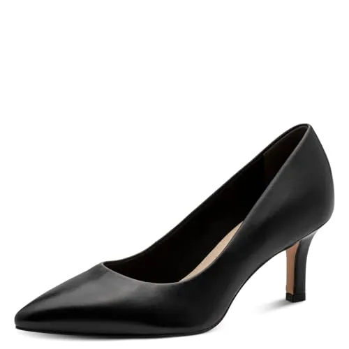 Tamaris Pumps Damen Gr. 35 Schwarz Glattleder - Elegante Tamaris Pumps aus schwarzem Glattleder, ideal für festliche Anlässe. Mit 6,5 cm Absatzhöhe und spitz zulaufender Form bieten sie stilvollen Komfort.