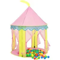 vidaXL Kinder-Spielzelt mit 250 Bällen Rosa 100x100x127 cm - Bällebad für Kinder, inkl. 250 bunten Bällen und strapazierfähigem, wasserfestem Polyester für stundenlangen Spielspaß im Schloss-Design.