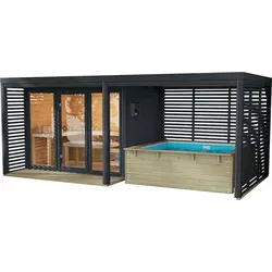 CHILLROI Saunahaus Angelus XL mit Anbaudach und Minipool