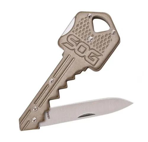 SOG Key Knife I Taschenmesser - Bronzefarbenes Schlüsselbundmesser mit filigraner Klinge aus 5Cr13MoV, extrem leicht und kompakt – ideal für den täglichen Gebrauch und immer griffbereit.