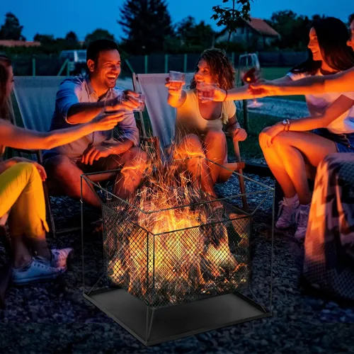 Outsunny Feuerschale Rechteckig für Garten und Camping - Moderne Feuerschale in Schwarz, ideal für gemütliche Abende im Freien. Robuste Bauweise sorgt für Langlebigkeit und sicheres Feuergenuss.