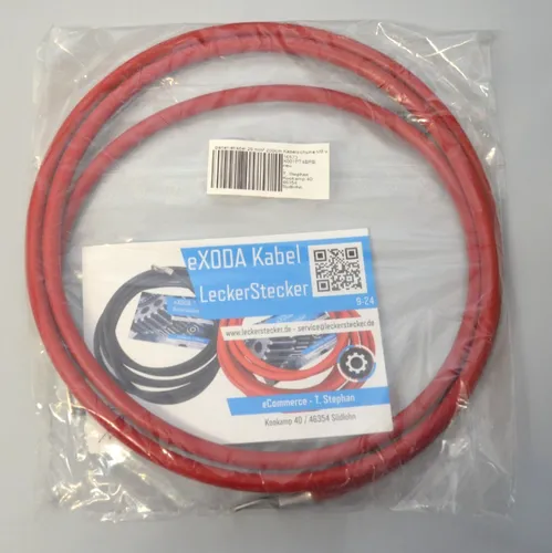 eXODA 25 mm² M8 Batteriekabel, Rot (200 cm) - Hochwertiges 25 mm² Batteriekabel mit 99,9% Kupfer, ideal für Auto, Motorrad und Boot. Flexibel, hitzebeständig bis 70°C und langlebig, perfekt für zuverlässige Stromversorgung.