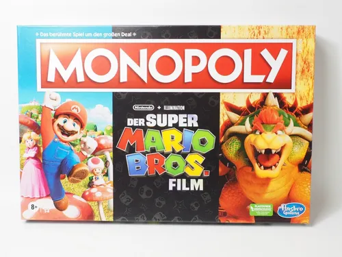 Hasbro Gaming Monopoly Super Mario Bros. Film Edition - Brettspiel für Kinder, mit Bowser Figur und Warp-Röhren für spannenden Spielspaß