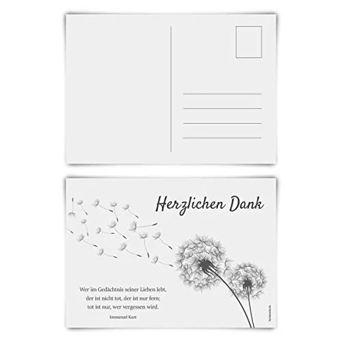 Trauerkarten Trauer Danksagungen 12 Stück Karten Set - Pusteblume Postkarten