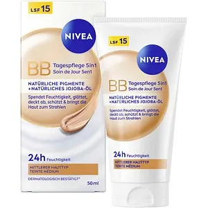 NIVEA 5in1 BB Cream für mittlere bis dunkle Hauttypen, LSF 15, 50 ml