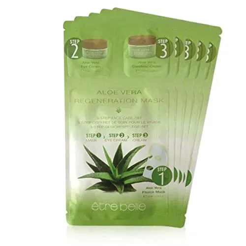 Aloe Vera 3-Step Gesichtspflege-Set von être belle Cosmetics - Hautpflegesets & -kits mit Vliesmaske, Augencreme und Carotin Creme für intensive Feuchtigkeit und strahlende Haut.