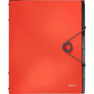 Leitz Ordnungsmappe 4569-10-20, Solid, A4, aus Kunststoff, hellrot, 6 Fächer