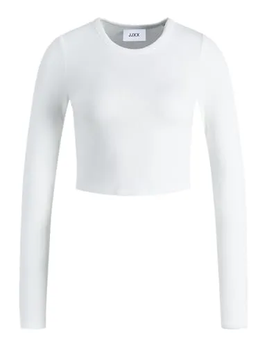 JACK & JONES Damen Jjxx Jxfeline Ls Rib Tee Noos T Shirt, Bright White, S EU