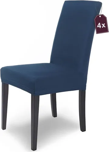 SCHEFFLER-Home Premium Stuhlhusse Mia – Stretch Husse für Schwingstühle Blau 4er Set - Hussen für Schwingstühle – Strapazierfähiger, waschbarer Microfaser-Stuhlbezug, OEKO-TEX zertifiziert, ideal für tägliche Nutzung und besondere Anlässe.