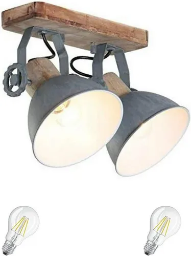 Lichthandel Hoch LED Deckenleuchte moderne Deckenlampe Industrie Vintage Retro Holz Metall incl. 7W LED, LED wechselbar, Warmweiß, Rustikal & Vintage Design