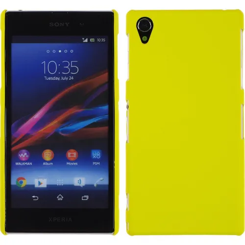 Hardcase für Sony Xperia Z1 Hülle gelb gummiert + 2 Schutzfolien