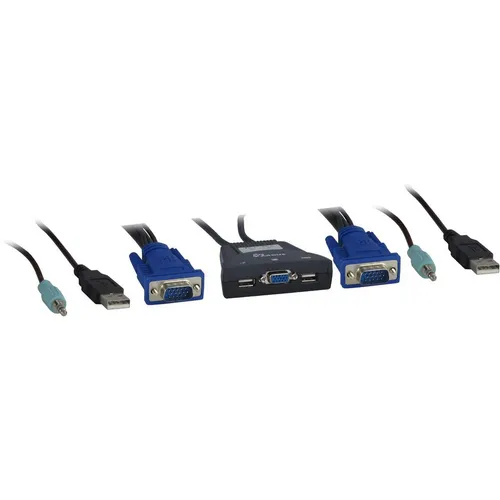 IT88887170 - 2-Port KVM Switch, VGA - KVM-Umschalter für 2 Computer, inkl. automatischem Audioumschalter und integrierten Anschlusskabeln für einfache Installation und Nutzung.