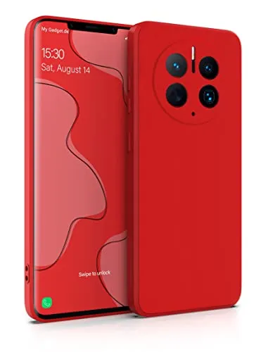 MyGadget Hülle für Huawei Mate 50 Pro - robuste Silikon Schutzhülle TPU Case Slim Silikonhülle - Back Cover Kratzfest Handyhülle - Matt Rot