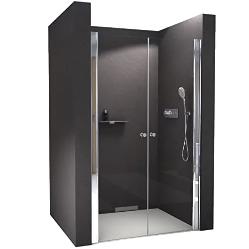 BERNSTEIN Nischendusche 96x195cm mit Doppelpendeltüren in schwarz von BERNSTEIN