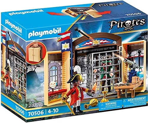 PLAYMOBIL Pirates 70506 Spielbox Piratenabenteuer - Spielfigur Spielsets: Unterwegs Piratenabenteuer erleben mit einer cleveren Box, die Platz für alles bietet und mit einem Tragegriff für einfache Mobilität ausgestattet ist. Ideal für Kinder ab 4 Jahren!
